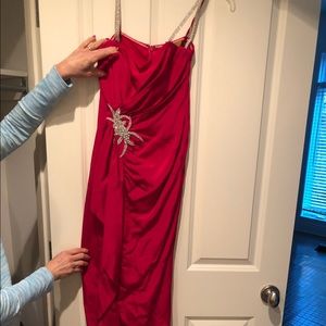 Fuchsia gown with crystal straps